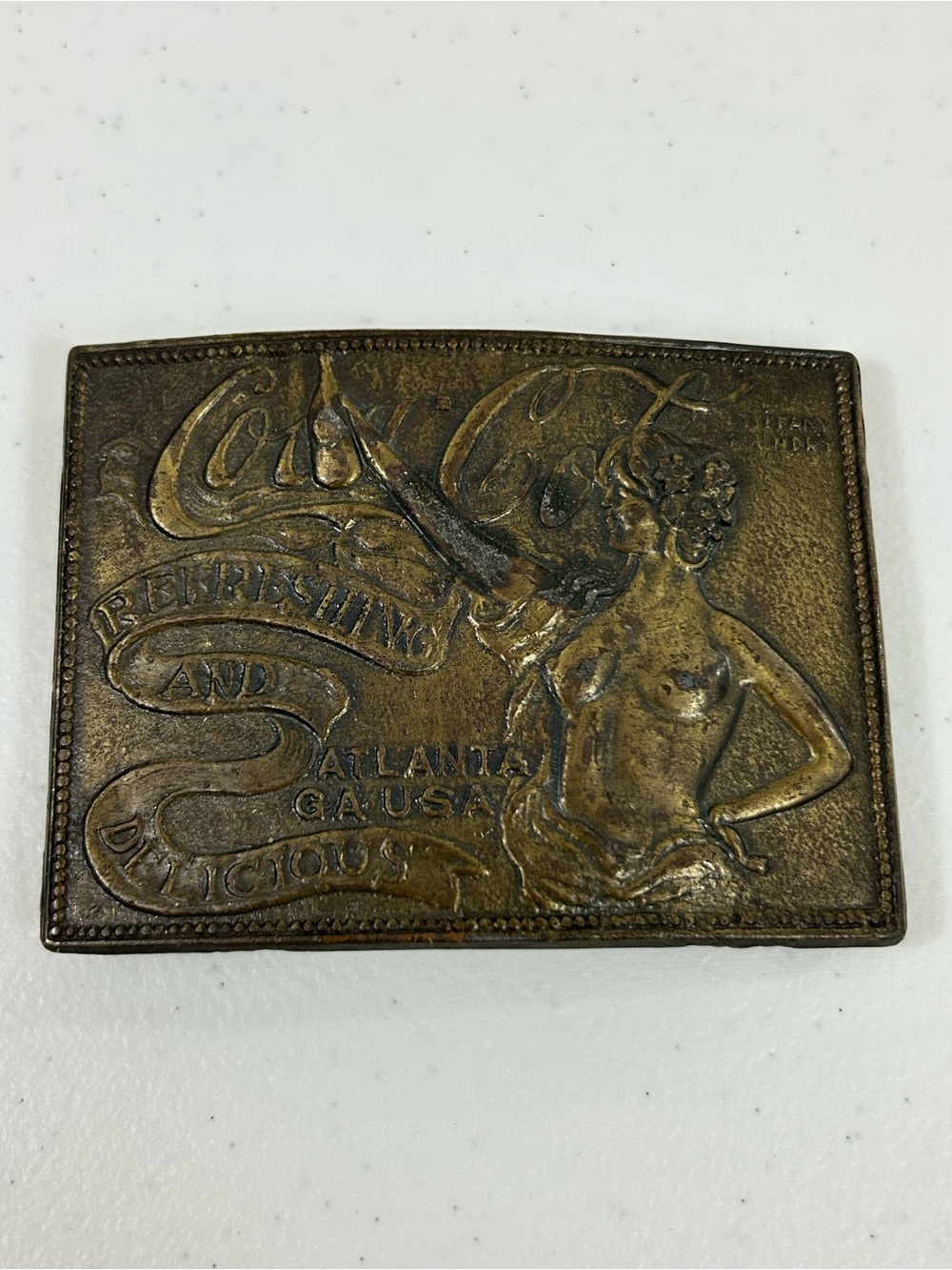 Vintage 1970s Coca-Cola Refreshing & Delicious Belt Buckle Gibson Girl Brass